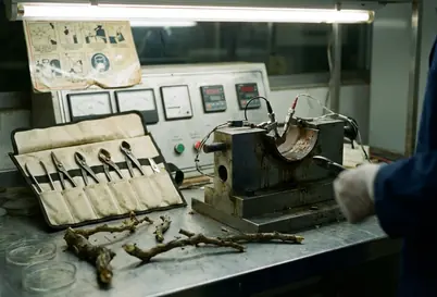 Control panel with gauges and readouts, industrial setting